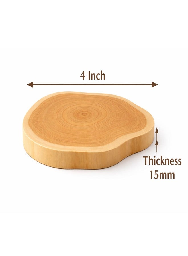 JUNERUSH Natural Wooden Coasters Premium Polished Thick Wood Log Coaster | Tea Coasters Set of 6 (Smooth Edge) - Image 3
