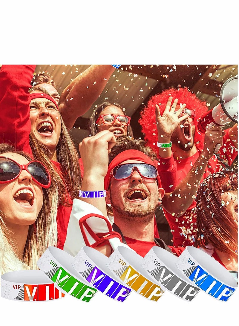 SYOSI VIP Paper Wristbands for Events 600 Pack Neon Colored Wrist Bands Waterproof Hand Lightweight Event Adhesive Party Club 0.79 x 10 Inch - Image 2