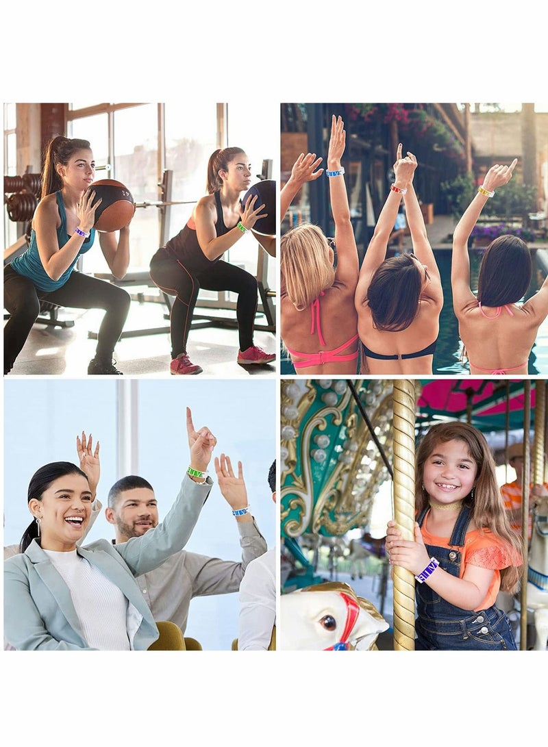 SYOSI VIP Paper Wristbands for Events 600 Pack Neon Colored Wrist Bands Waterproof Hand Lightweight Event Adhesive Party Club 0.79 x 10 Inch - Image 4