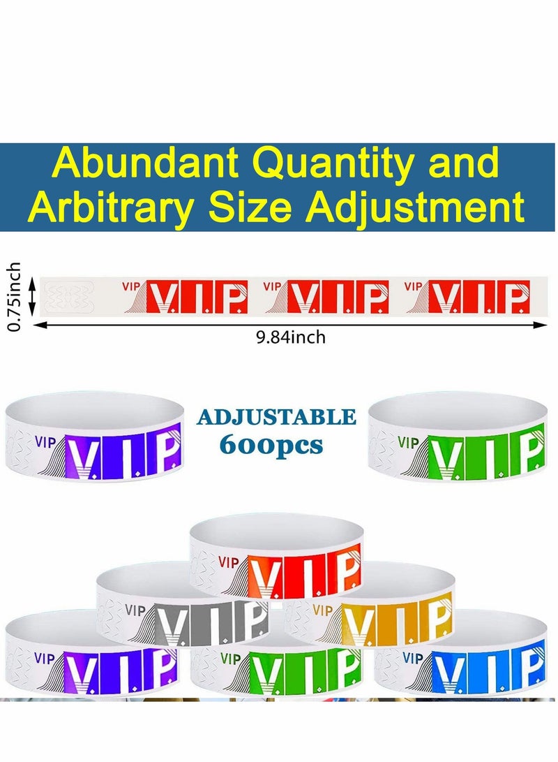 SYOSI VIP Paper Wristbands for Events 600 Pack Neon Colored Wrist Bands Waterproof Hand Lightweight Event Adhesive Party Club 0.79 x 10 Inch - Image 5