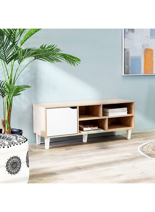 DANUBE HOME Elio TV Cabinet For Up To 32 Inches TV Entertainment Modern Design Wall Unit Furniture Wooden TV Stand For Living Room Bedroom TV Rack L120xW40xH49 cm Sonoma Oak/White  - Image 2
