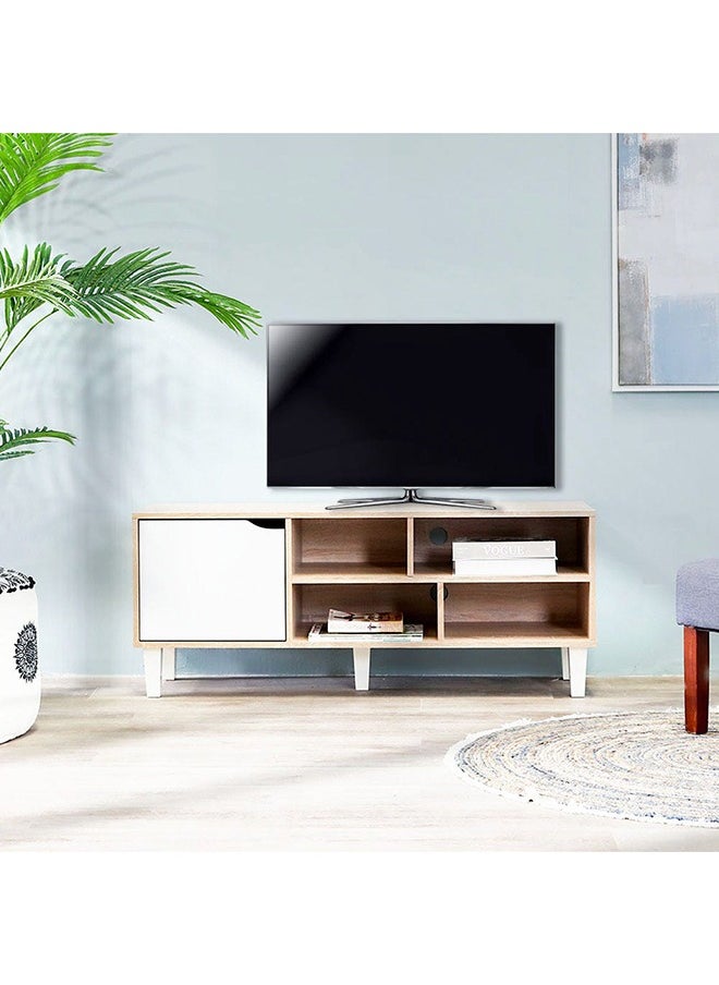 DANUBE HOME Elio TV Cabinet For Up To 32 Inches TV Entertainment Modern Design Wall Unit Furniture Wooden TV Stand For Living Room Bedroom TV Rack L120xW40xH49 cm Sonoma Oak/White  - Image 1