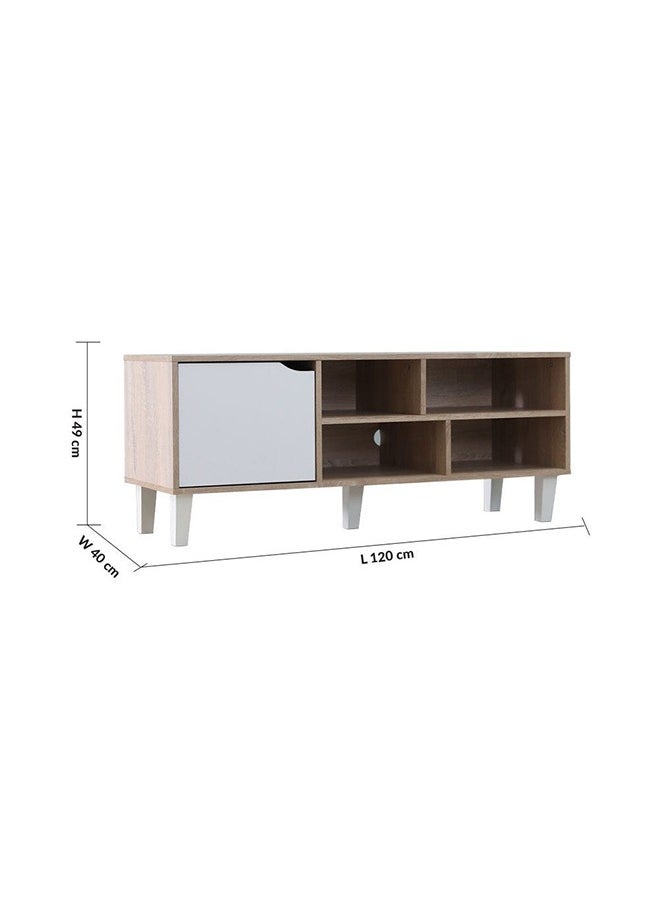 DANUBE HOME Elio TV Cabinet For Up To 32 Inches TV Entertainment Modern Design Wall Unit Furniture Wooden TV Stand For Living Room Bedroom TV Rack L120xW40xH49 cm Sonoma Oak/White  - Image 5