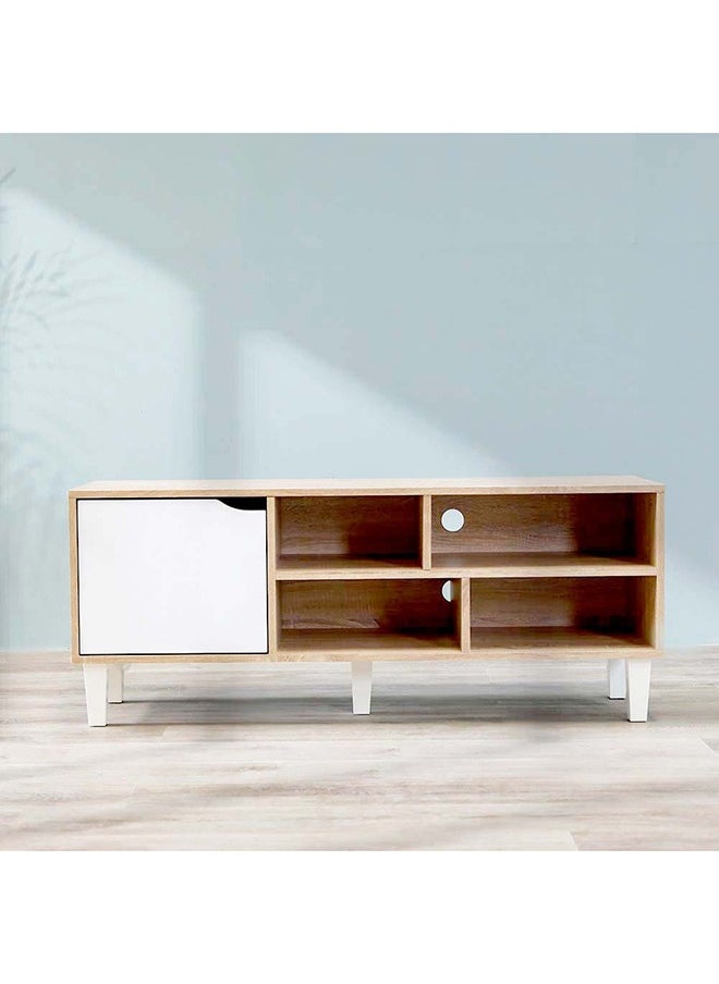 DANUBE HOME Elio TV Cabinet For Up To 32 Inches TV Entertainment Modern Design Wall Unit Furniture Wooden TV Stand For Living Room Bedroom TV Rack L120xW40xH49 cm Sonoma Oak/White  - Image 3