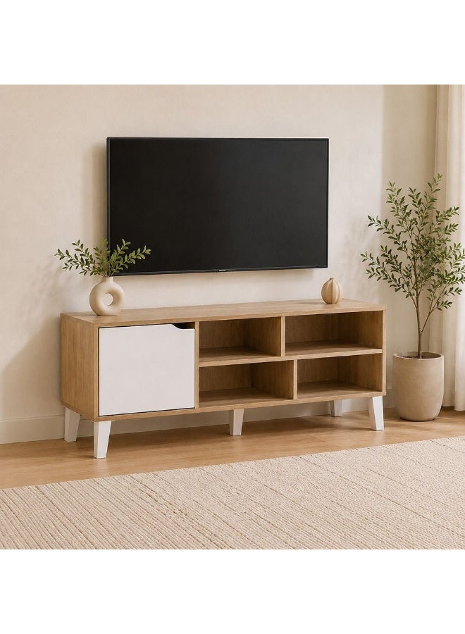 DANUBE HOME Elio TV Cabinet For Up To 32 Inches TV Entertainment Modern Design Wall Unit Furniture Wooden TV Stand For Living Room Bedroom TV Rack L120xW40xH49 cm Sonoma Oak/White - Image 1