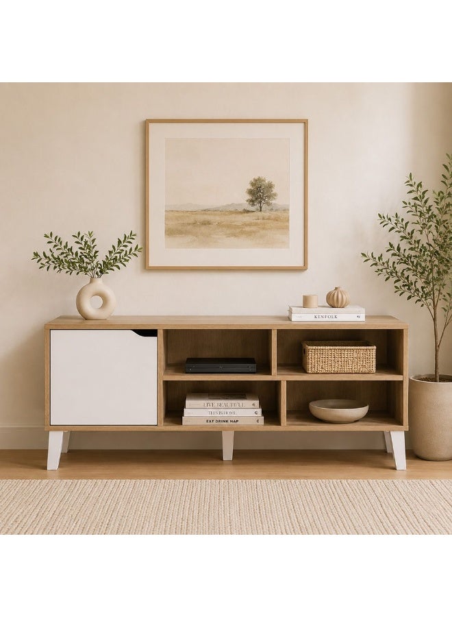DANUBE HOME Elio TV Cabinet For Up To 32 Inches TV Entertainment Modern Design Wall Unit Furniture Wooden TV Stand For Living Room Bedroom TV Rack L120xW40xH49 cm Sonoma Oak/White - Image 2