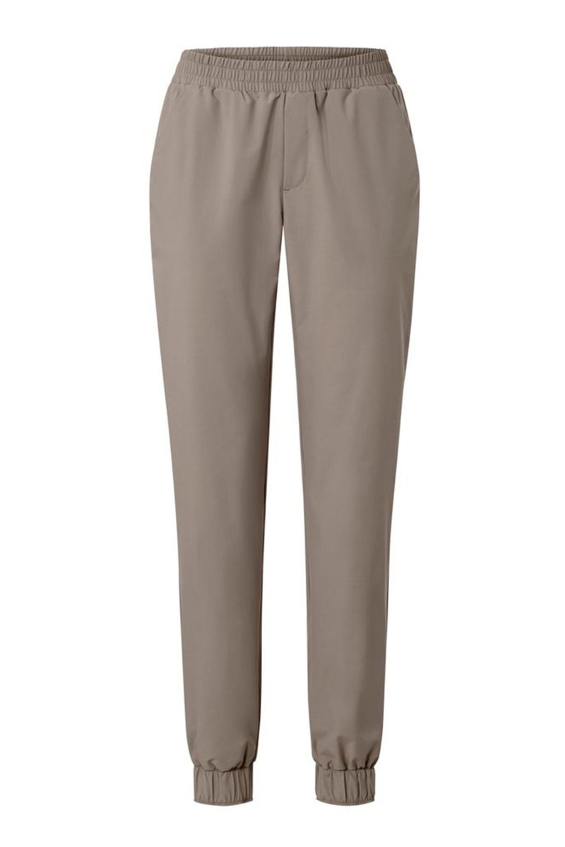 Tchibo Women Regular Fit Solid Jogger Pants, Beige  - Image 2
