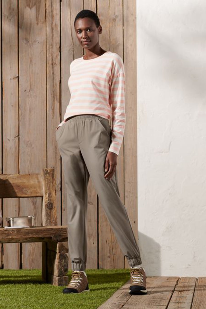 Tchibo Women Regular Fit Solid Jogger Pants, Beige  - Image 1