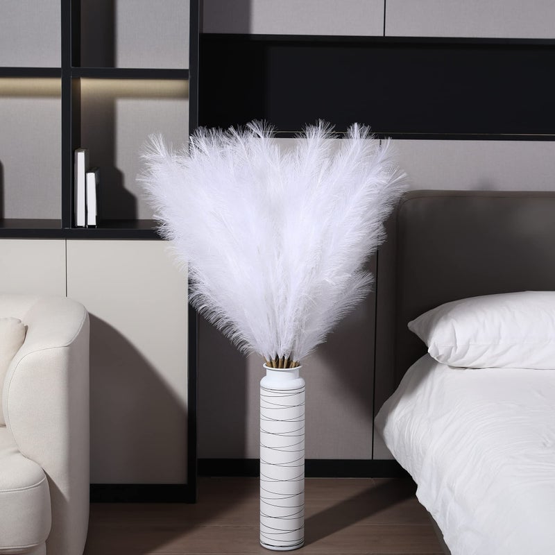 Wertuirk 8 Pcs 45 inch Tall Faux Pampas Grass Decor, Large Artificial White Pompous Grass Bulk, Long Fake Pompas for Floor Vase Filler, Wedding, Baby Shower, Home and Boho Decor (White) - Image 5