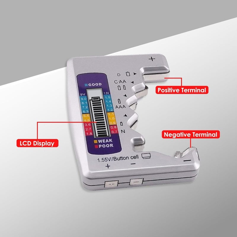جاين إكسبريس جهاز اختبار وفحص البطاريات لسبعة أنواع: بطاريات C، AA، AAA، D، N، 9V (6F22) وبطاريات 1.55V - Image 3