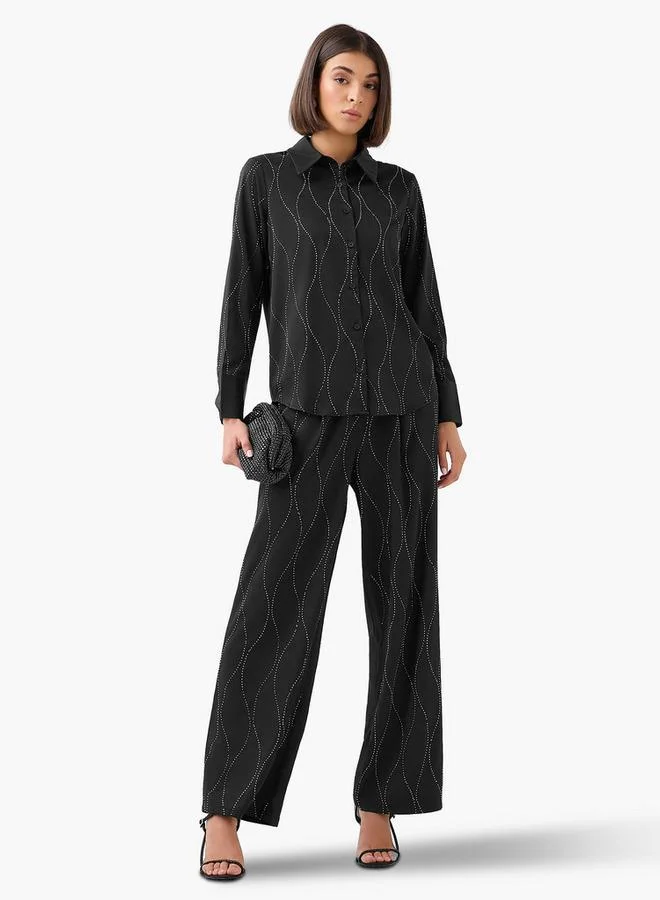 سبلاش فيڤ قميص مزين بأكمام طويلة