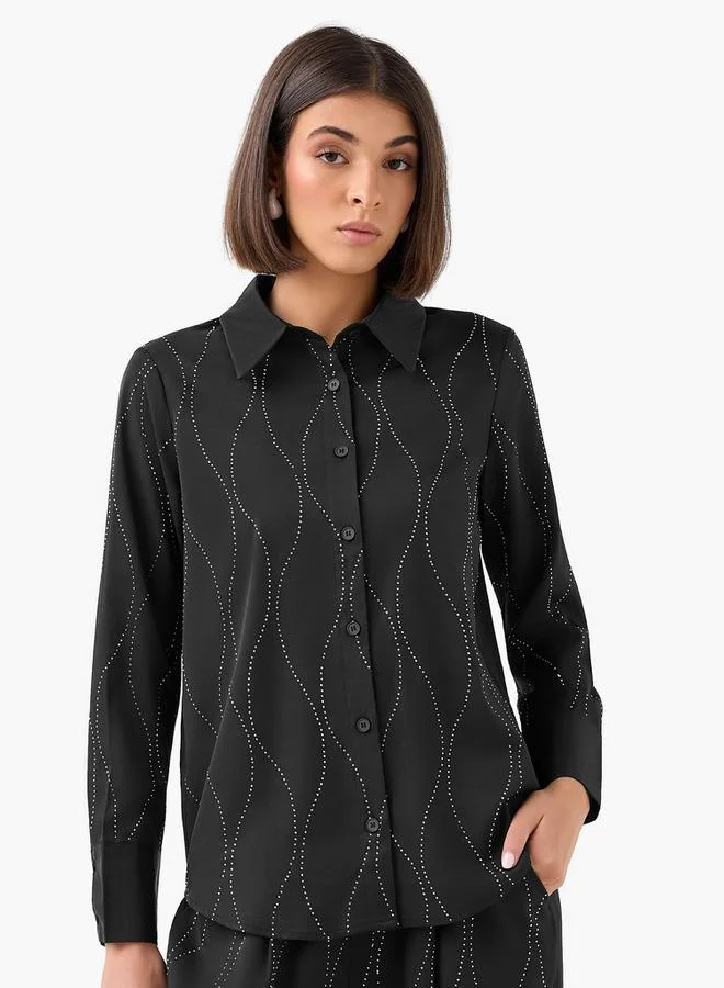 سبلاش فيڤ قميص مزين بأكمام طويلة