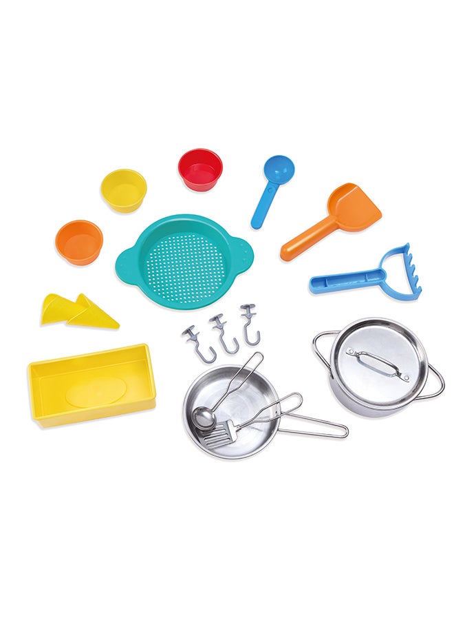 HAPE Outdoor Explorer’s Kitchen Set – Wooden Outdoor Play Kitchen with Sink, Water Tank, Sand Toys & Utensils, Role Play Cooking Toy for Kids, Durable Garden Kitchen Playset for Toddlers 3+ - Image 3