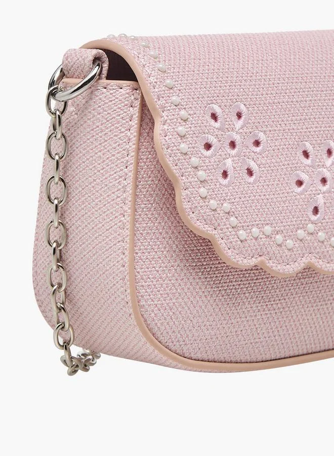 Little Missy Pink Embroidered Crossbody Bag with Chain Strap Ramadan Collection for Women | Best Price UAE