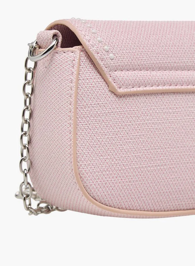 Little Missy Pink Embroidered Crossbody Bag with Chain Strap Ramadan Collection for Women | Best Price UAE