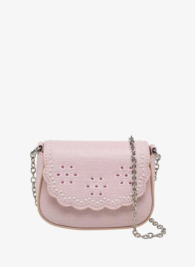 Little Missy Embroidered Crossbody Bag with Chain Strap Ramadan Collection