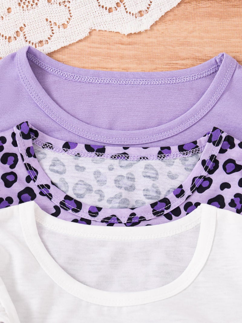 VARMILO Girls Dresses Little Kid Girls Dress 3-Pack Summer Casual Party Print Skater Dress Sundress Size 6 Years White/Purple - Image 4