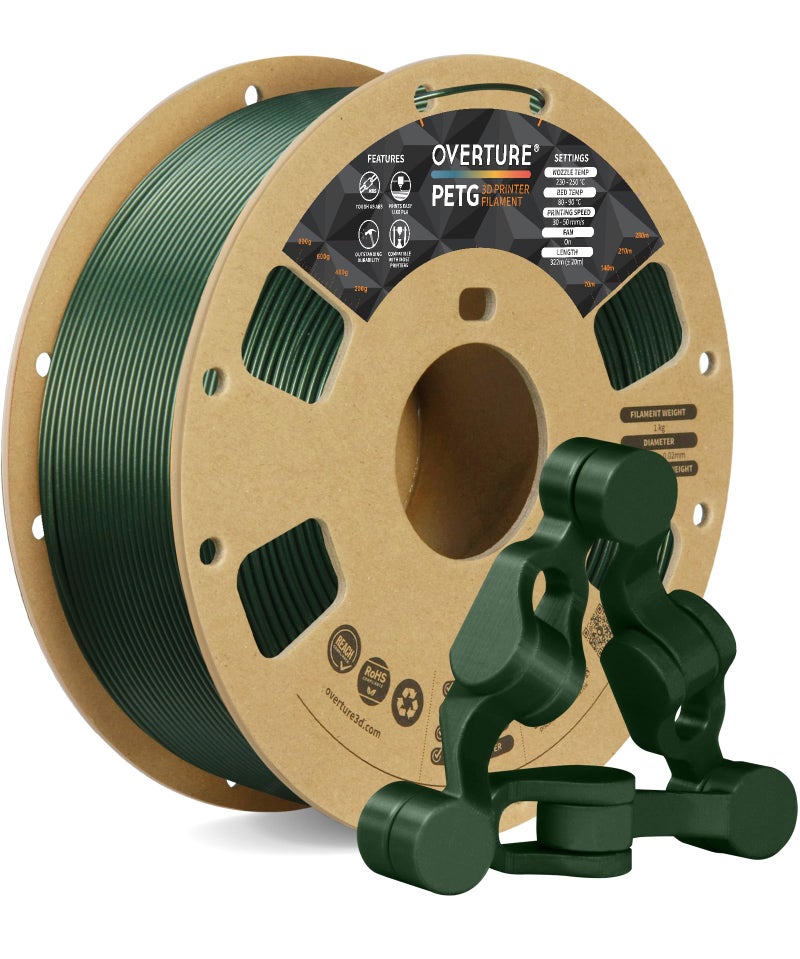 OVERTURE PETG 3D Printer Filament 175mm Neatly Wound Durable PETG 1kg Spool 22lbs Strong Toughness Filament Dimensional Accuracy 002mm Fit Most FDM Printers Army Green