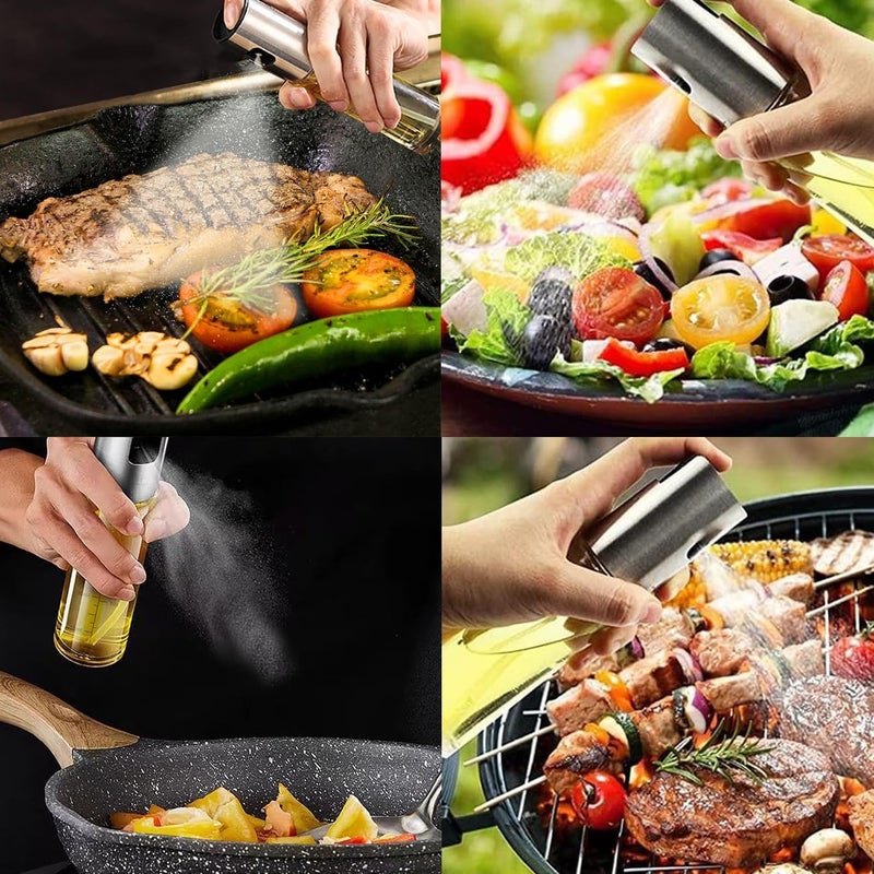 Duomama 100ml Glass Oil Sprayer with Brush & Funnel - Olive Oil Mister for Air Fryer, Salad, BBQ, Roasting - Healthy Cooking Spray Bottle - Easy Kitchen Tool for Grilling - Image 2