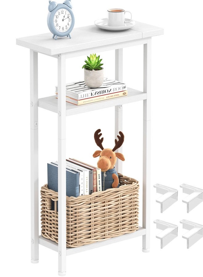 Heybly Small Narrow Side Table for Small Space, Thin Bedside Table, Slim Sofa Table, Skinny End Table, 25.2" Tall Nightstand, Couch Table for Living Room, Bedroom, Study, Balcony, Black, HET005BK1