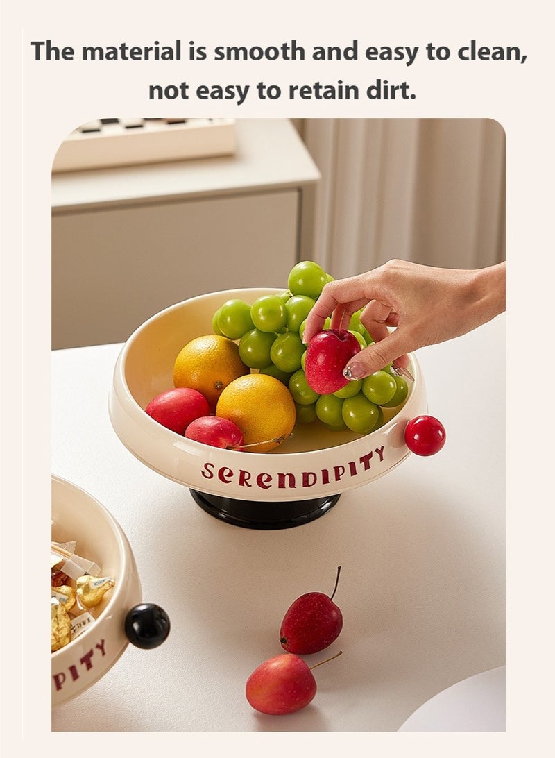 صينية تخزين كبيرة السعة عالية الساق، علبة حلوى للمطبخ للوجبات الخفيفة للتجفيف، صينية تخزين مزخرفة، صينية شاي، صينية تخزين، صينية ديكور منزلي، لديكور غرفة المعيشة في غرفة المعيشة في المنزل - مستديرة وحمراء - Image 3