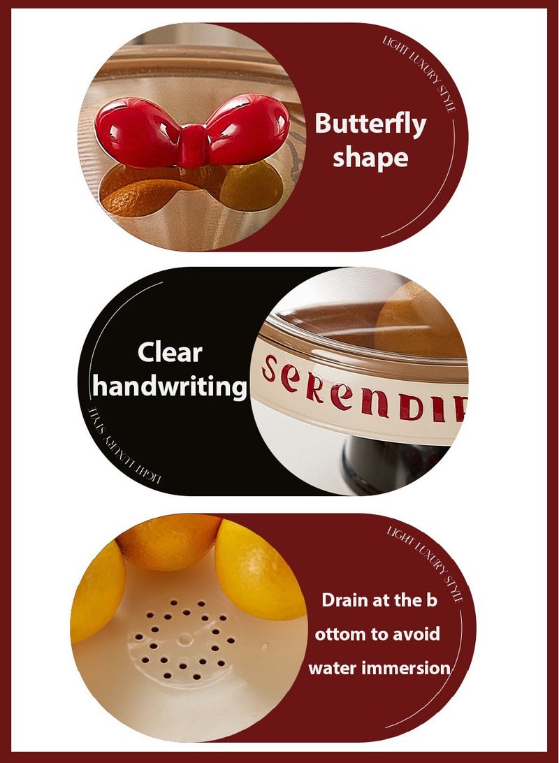 صينية تخزين كبيرة السعة عالية الساق، علبة حلوى للمطبخ للوجبات الخفيفة للتجفيف، صينية تخزين مزخرفة، صينية شاي، صينية تخزين، صينية ديكور منزلي، لديكور غرفة المعيشة في غرفة المعيشة في المنزل - مستديرة وحمراء - Image 2