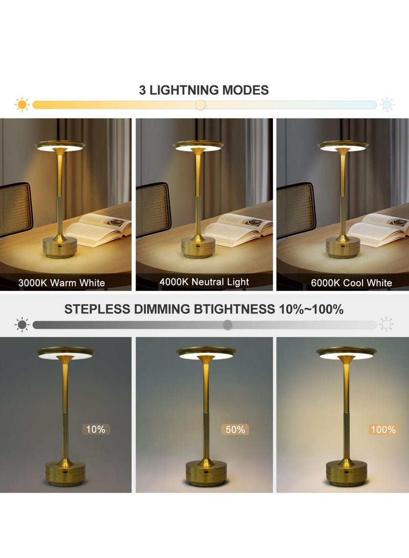 KYD Portable Knob LED Desk Lamp - 3W USB-C Rechargeable, 3 Color Temperatures Touch Control, Aluminum & Acrylic Minimalist Light for Office/Bedroom/Travel, 2000mAh Battery Giftable Lighting - Image 2