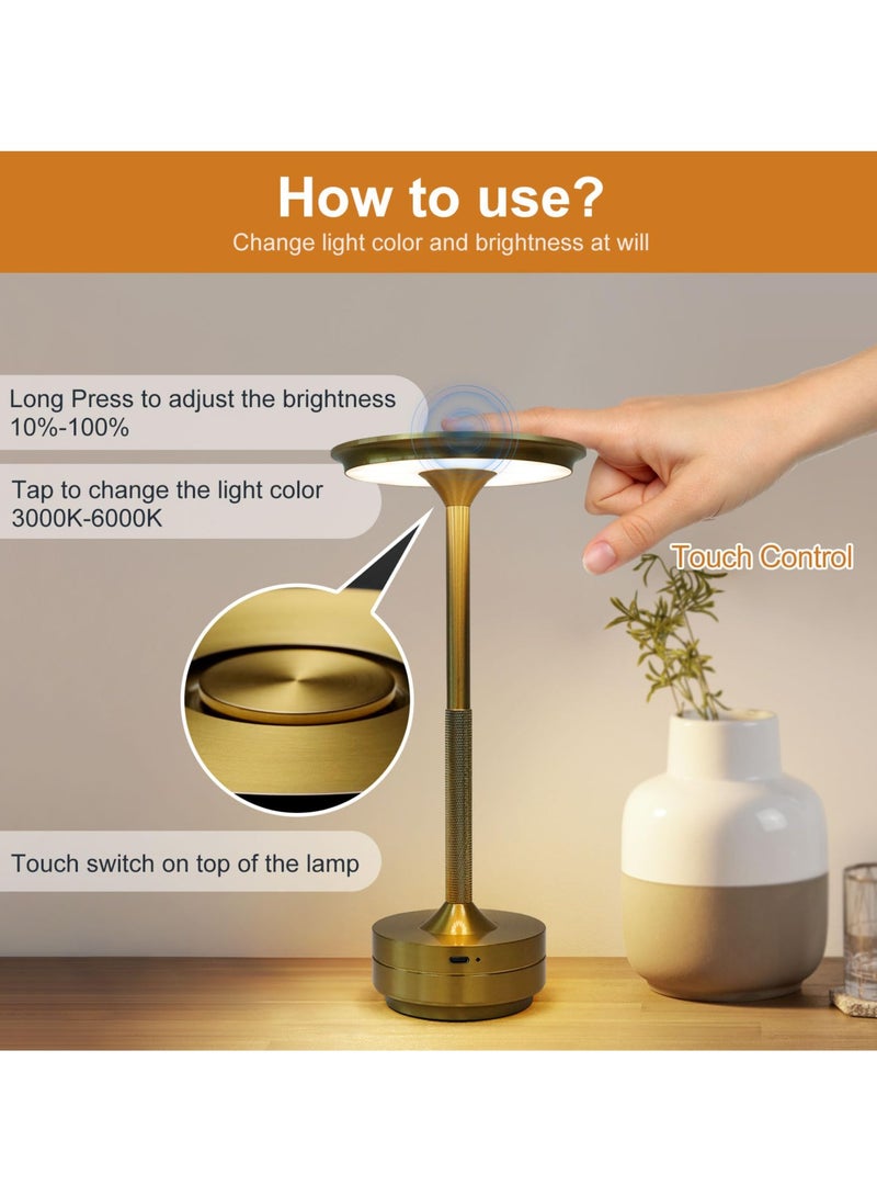 KYD Portable Knob LED Desk Lamp - 3W USB-C Rechargeable, 3 Color Temperatures Touch Control, Aluminum & Acrylic Minimalist Light for Office/Bedroom/Travel, 2000mAh Battery Giftable Lighting - Image 3