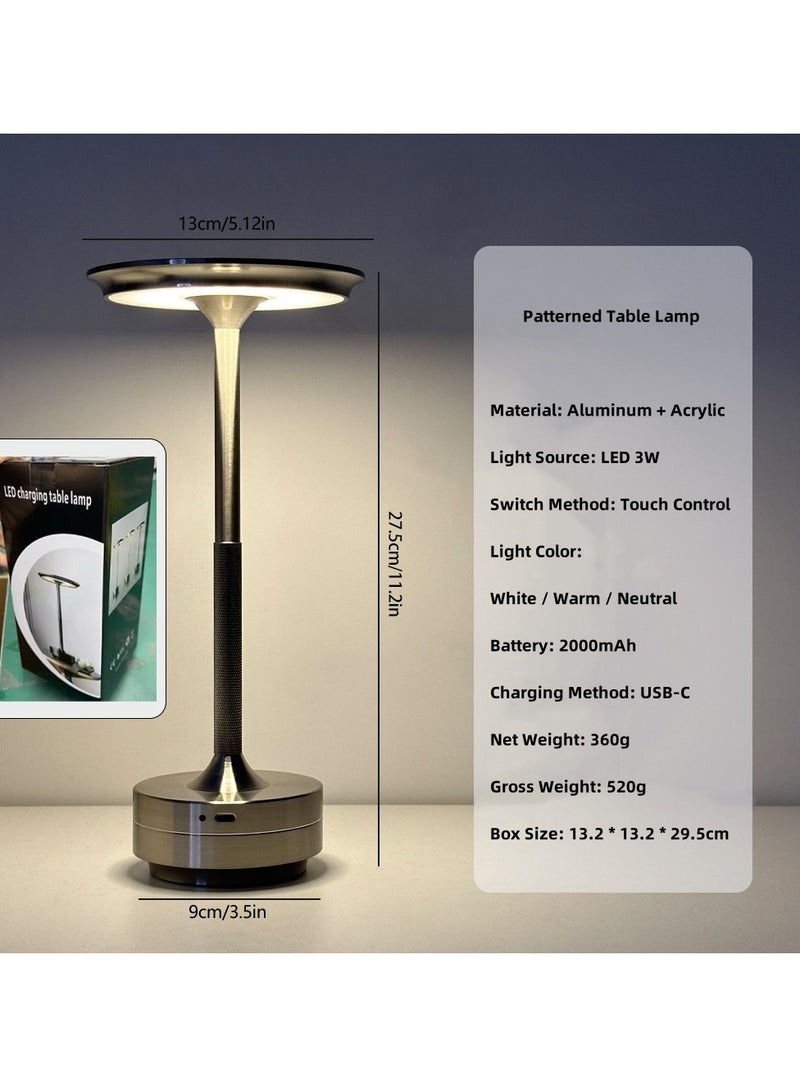 KYD Portable Knob LED Desk Lamp - 3W USB-C Rechargeable, 3 Color Temperatures Touch Control, Aluminum & Acrylic Minimalist Light for Office/Bedroom/Travel, 2000mAh Battery Giftable Lighting - Image 5