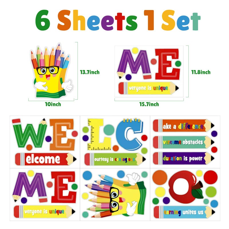 Cinrobiye Welcome Window Door Clings Stickers,Welcome Poster for Classrooms Door Decorations Back to School Party Teachers Supplies for Preschool Kindergarten Elementary Wall Glass Blackboard Decor - Image 2