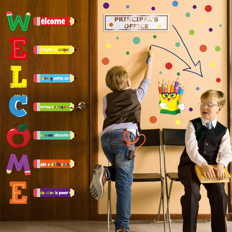 Cinrobiye Welcome Window Door Clings Stickers,Welcome Poster for Classrooms Door Decorations Back to School Party Teachers Supplies for Preschool Kindergarten Elementary Wall Glass Blackboard Decor - Image 4