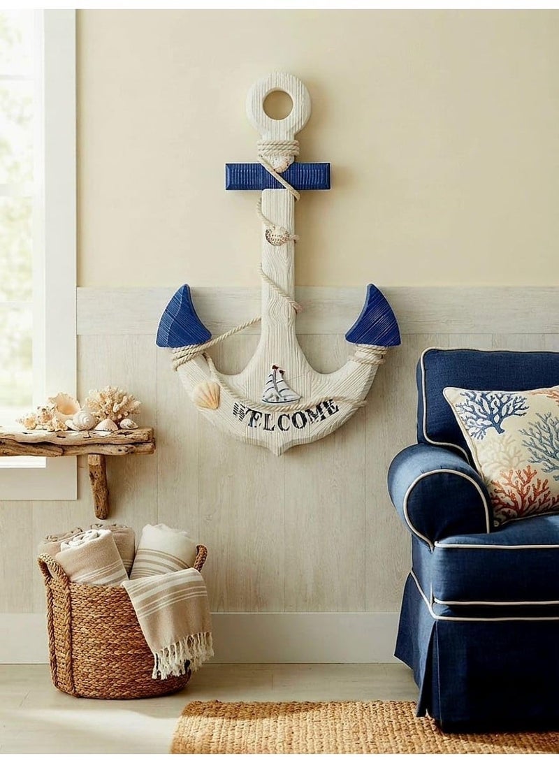 Nautical Anchor Wall Décor Welcome Sign - Coastal Beach House Marine Wall Hanging - Image 2