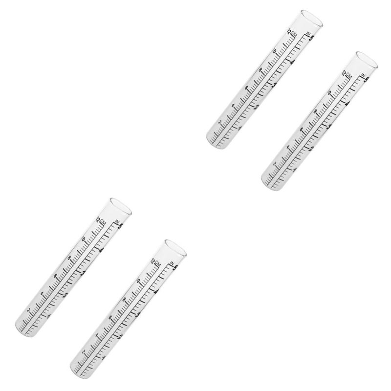 4 Pieces Gauge Test Tube with Scale for Accurate Rainfall Measurement Flat Bottom Design Outdoor Farming Meteorological Research - Image 2