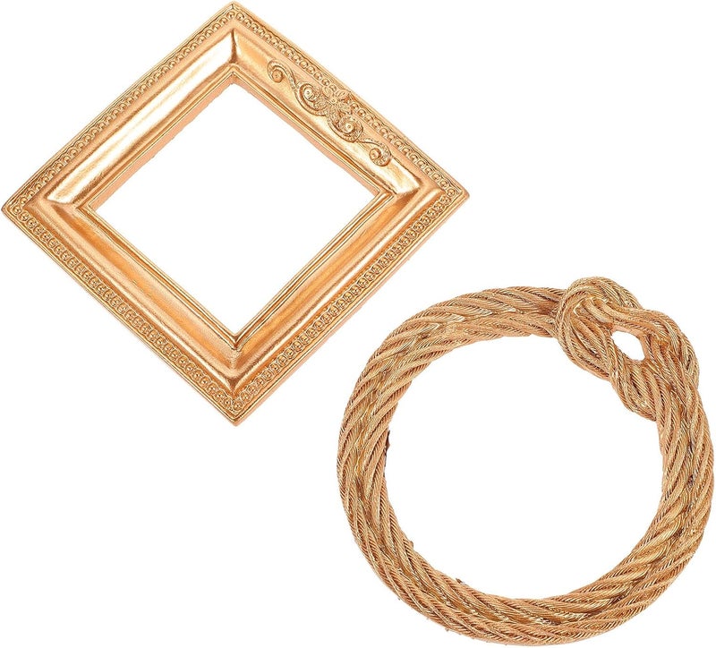 Ciieeo European Style Vintage Resin Picture Frames Wall Ornament 2pcs Gold Rope and Square Design Decorative Photo Display for Home Décor - Image 1