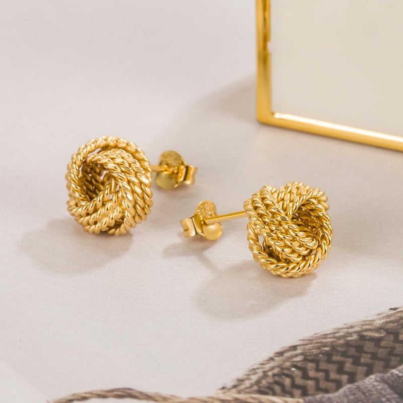 Dankadi Women 925 Sterling Silver Love-Knot Earring Italian Design 0.35''& 0.43''Lightweight Twisted Love Knot Stud Earrings -Not Allergic Jewelry Gift (0.43 in, Gold) - Image 5
