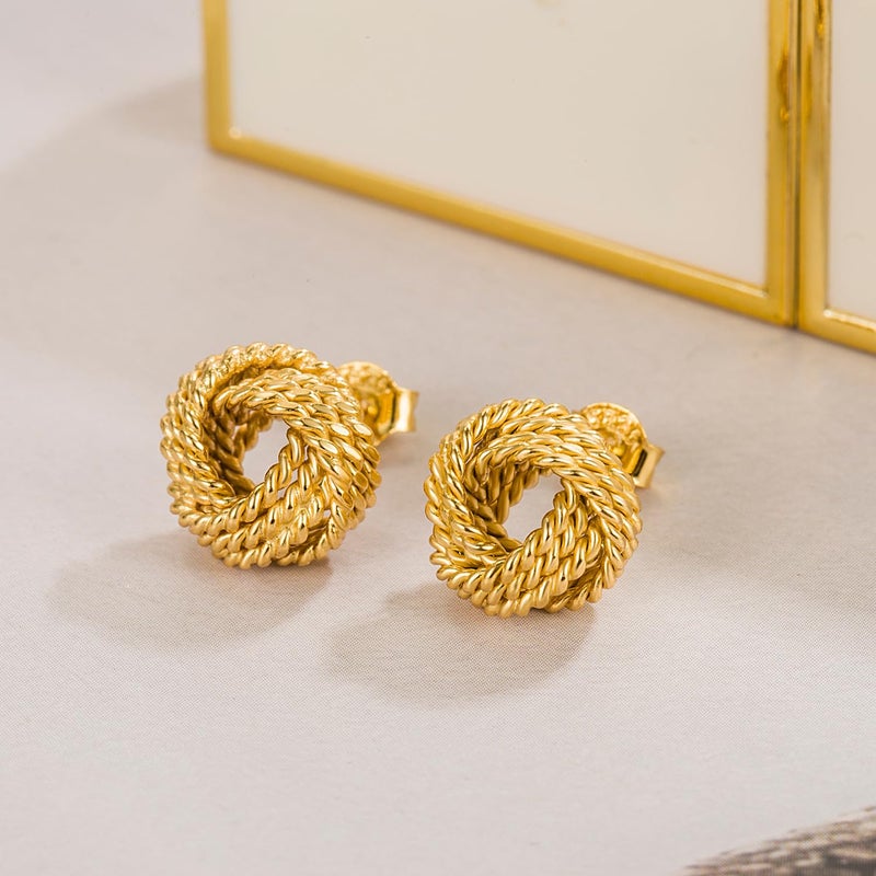 Dankadi Women 925 Sterling Silver Love-Knot Earring Italian Design 0.35''& 0.43''Lightweight Twisted Love Knot Stud Earrings -Not Allergic Jewelry Gift (0.43 in, Gold) - Image 4