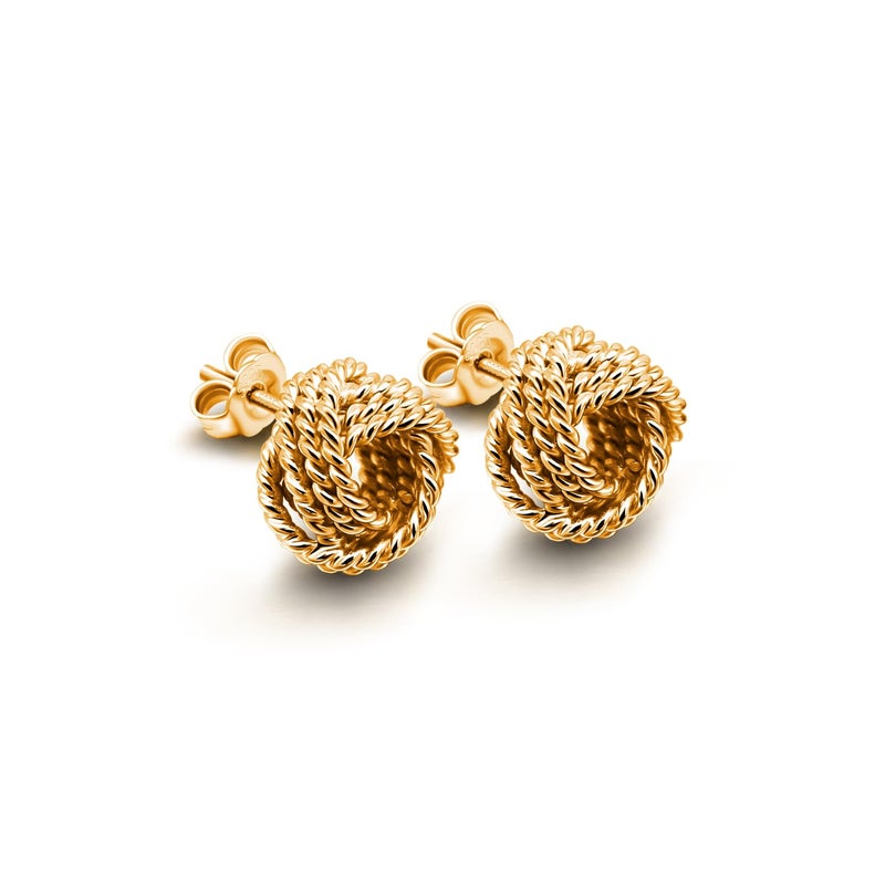 Dankadi Women 925 Sterling Silver Love-Knot Earring Italian Design 0.35''& 0.43''Lightweight Twisted Love Knot Stud Earrings -Not Allergic Jewelry Gift (0.43 in, Gold) - Image 1