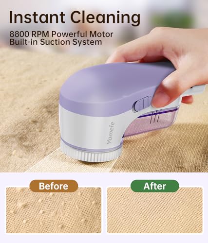 Yomeie مزيل الوبر من يومي، مزيل الوبر القابل لإعادة الشحن، مزيل الوبر مع 6 شفرات، مزيل الوبر الكهربائي للملابس والأثاث، مزيل الوبر من الأريكة لإزالة الوبر والوبر والكرات. - Image 2