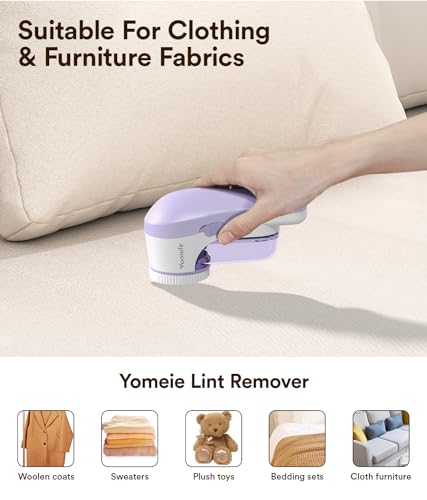 Yomeie مزيل الوبر من يومي، مزيل الوبر القابل لإعادة الشحن، مزيل الوبر مع 6 شفرات، مزيل الوبر الكهربائي للملابس والأثاث، مزيل الوبر من الأريكة لإزالة الوبر والوبر والكرات. - Image 4