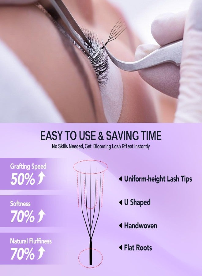 Natuhana 5D U Shape Lash Extensions Easy Fan Russian Volume U Eyelash C/D Curl 0.07mm Natural U Shaped 12 Rows Premade Eye Lashes Supply(Black,0.07C,9-15mm) - Image 2