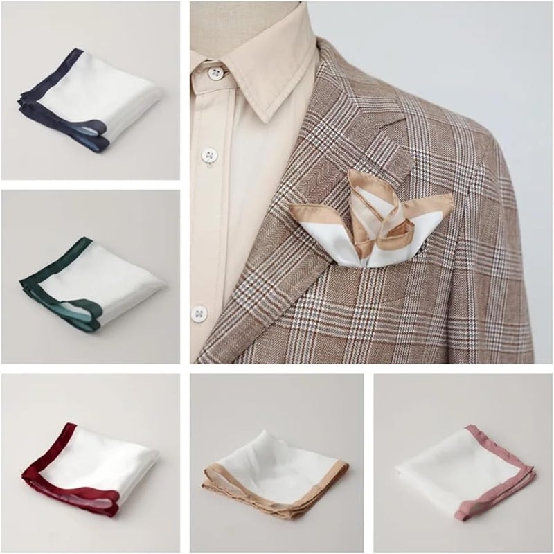 Green Pocket Squares For Men 18PCS Vintage Color Edge Handkerchief Suit Accessories - Image 3
