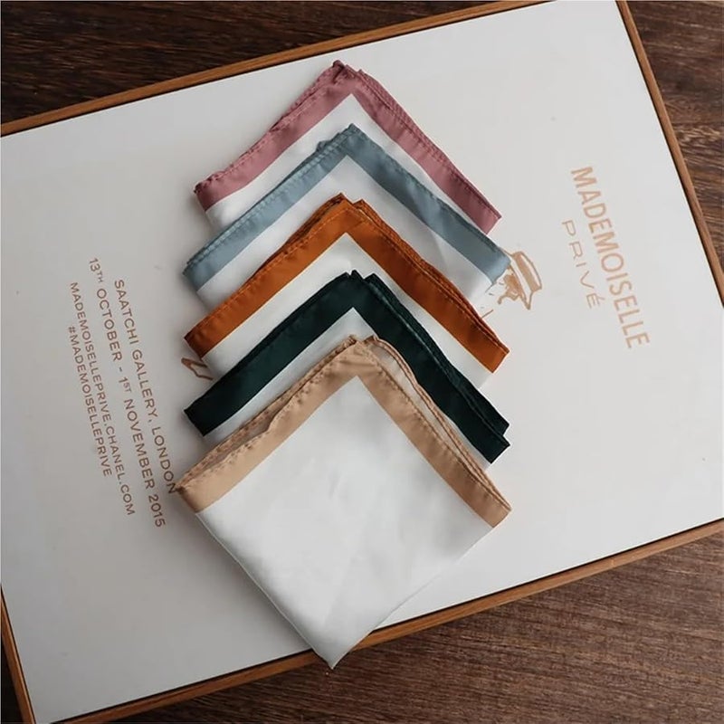 Green Pocket Squares For Men 18PCS Vintage Color Edge Handkerchief Suit Accessories - Image 5