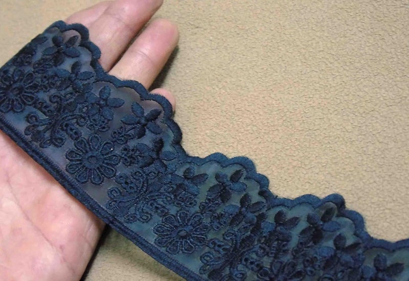 Strala Black Color Laces for Dresses Sarees Lehenga Suits Bags Decorations Borders Crafts and Home DcorBlouse 3mtr Design423 2 design - Image 1
