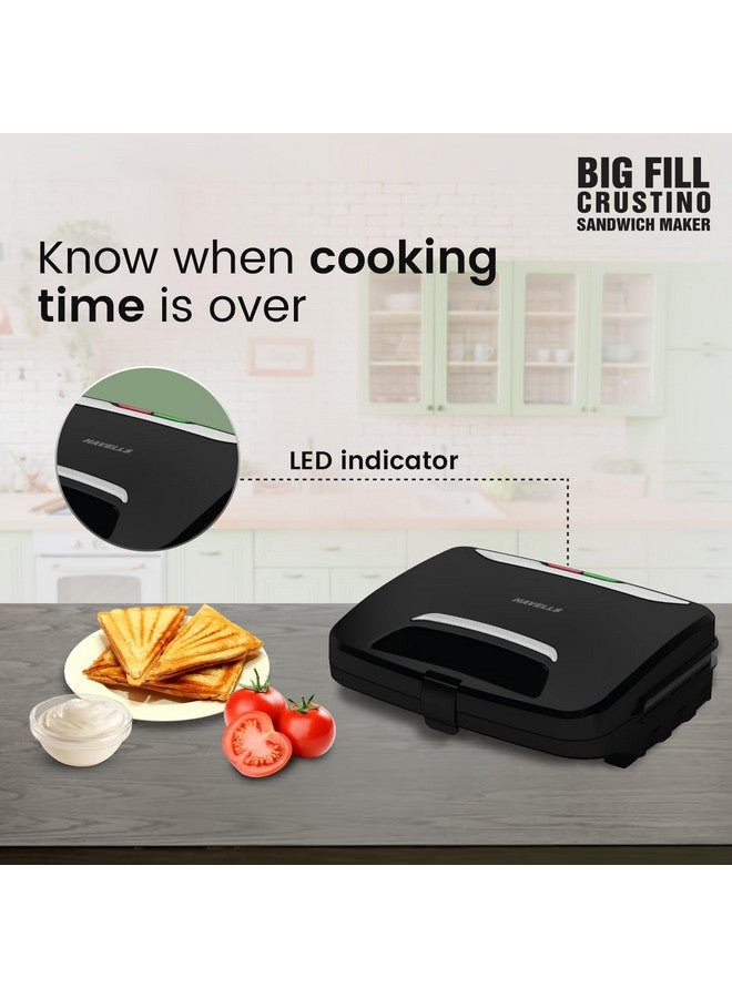 Havells Big Fill Crustino Sandwich Maker 900W with Food Grade Non Stick Coated Sole Plates Heat Resistant Backlite Body & 2 Years Warranty - Image 5