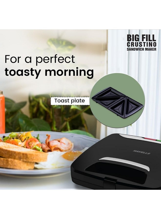 Havells Big Fill Crustino Sandwich Maker 900W with Food Grade Non Stick Coated Sole Plates Heat Resistant Backlite Body & 2 Years Warranty - Image 3