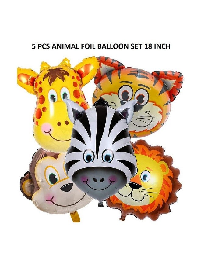 FI - FLICK IN FI - FLICK IN Jungle Safari Animal Balloons Set 17pcs,Wild One Decoration,Animals Theme,Foil Balloons,Birthday Decorations for Boys, Number 5  - Image 3