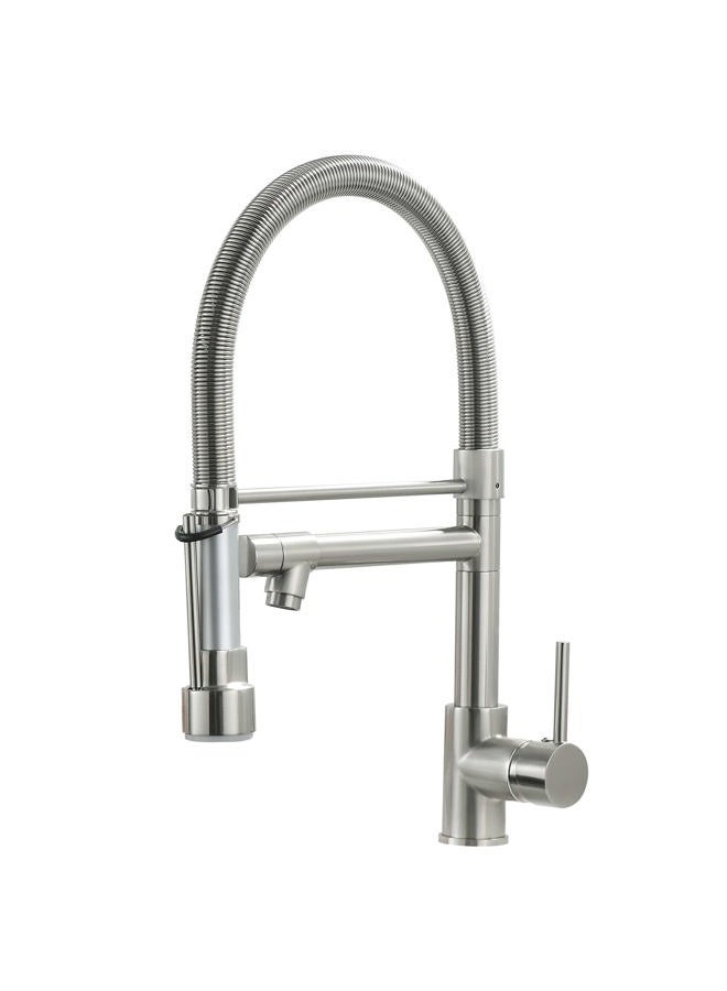 Fapully Pull Down Kitchen Faucet with Lock Sprayer,Single Handle Spring Stainless Steel Kitchen Sink Faucet Brushed Nickel - Image 1