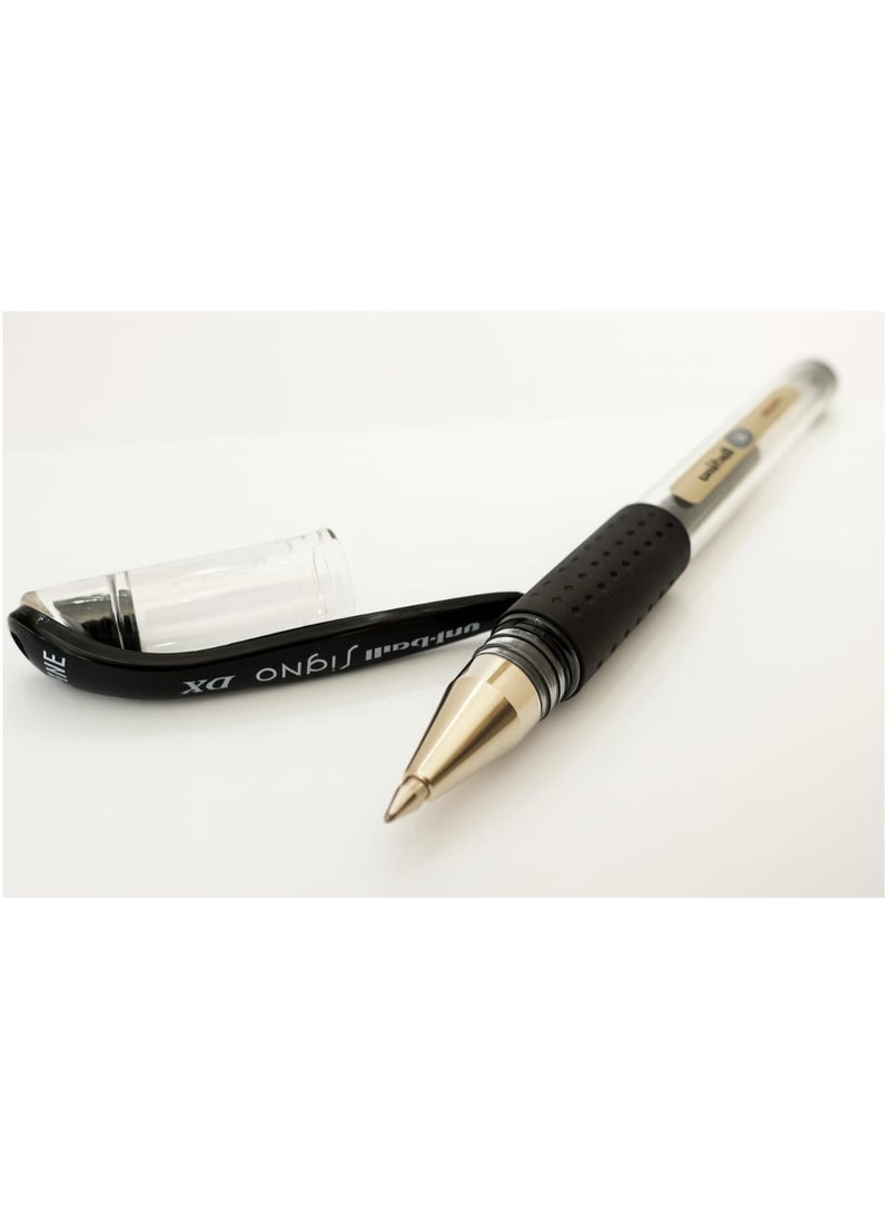 Uniball Uni-Ball Signo DX Fine 0.3mm Roller Ball Pen – Black Ink – 12 Pens in 1 Pack  - Image 2