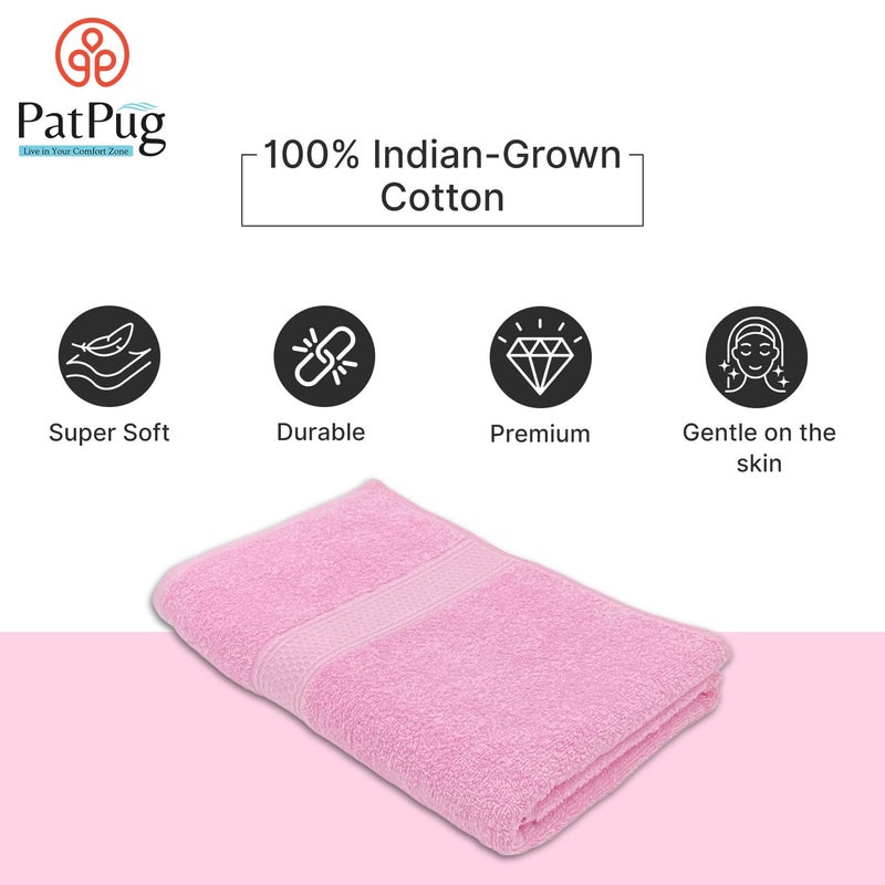PatPug 100 Indian Ultra Soft Cotton 380 GSM Highly Absorbent Fade Resistant Large Bath Towel Sweet Pink - Image 5