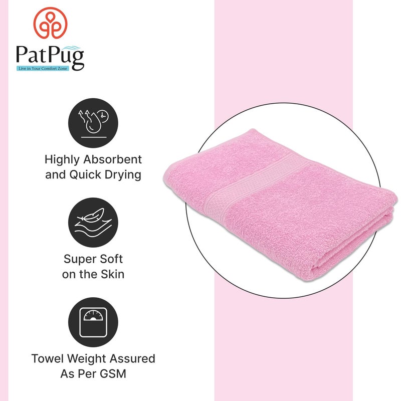 PatPug 100 Indian Ultra Soft Cotton 380 GSM Highly Absorbent Fade Resistant Large Bath Towel Sweet Pink - Image 2